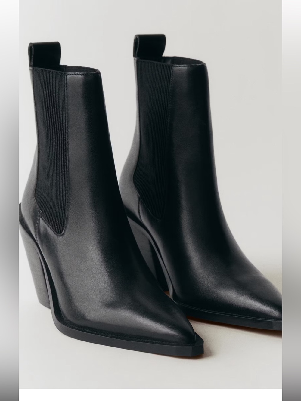 Mango Leather Pointed Ankle Boots